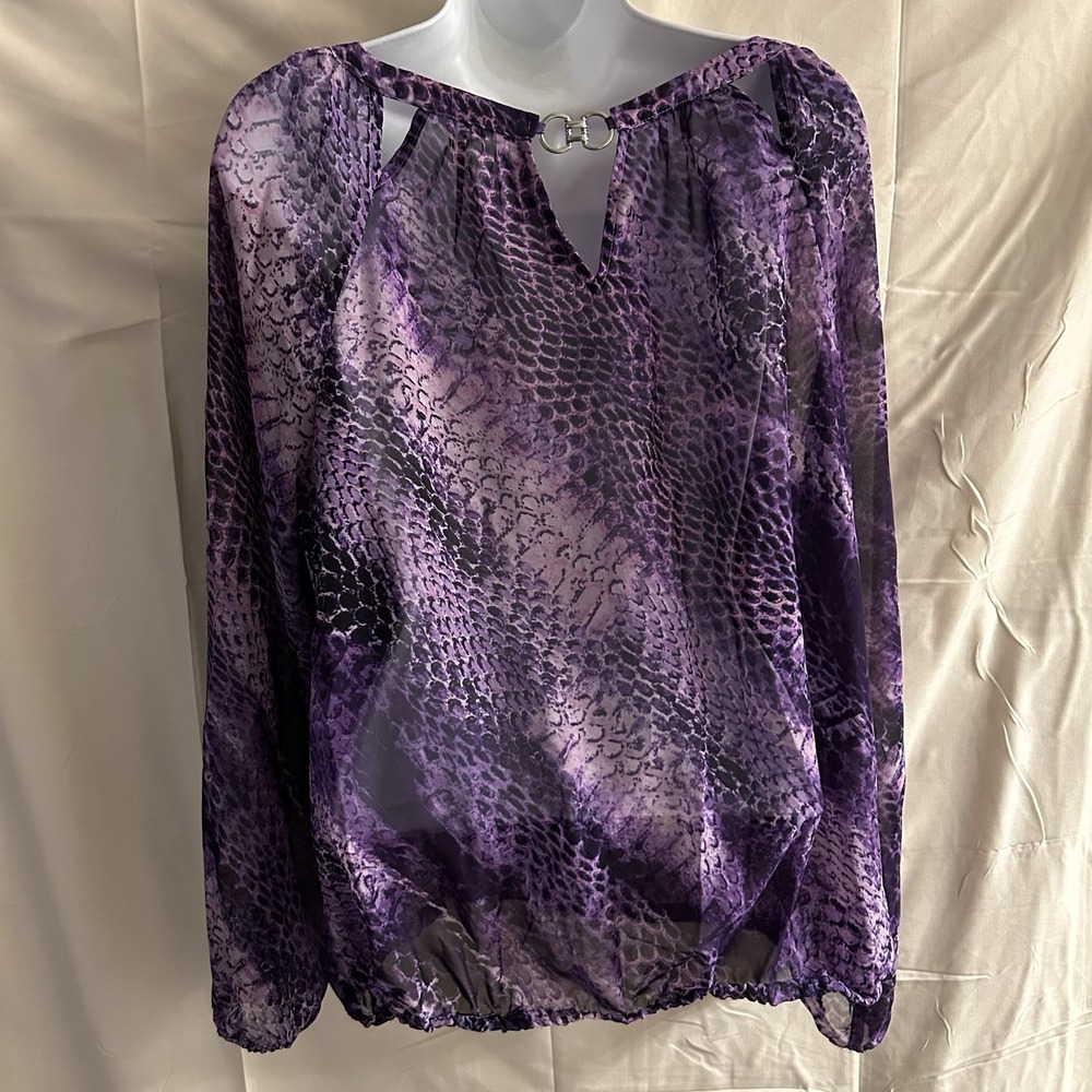 Large Jennifer Lopez Purple Snake Print Peep Top #1893*8 (JFT) - Picture 9 of 11